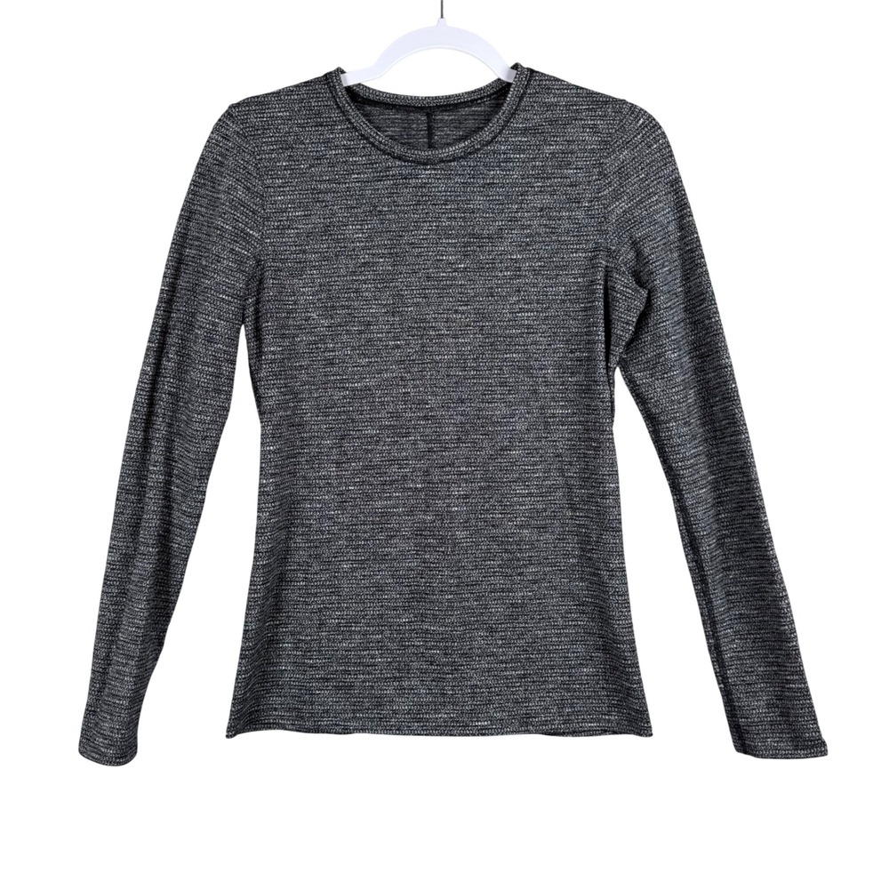 Lululemon Womens 6 Kitsilano Long Sleeve‎ Shirt Coco Pique Black White Rare